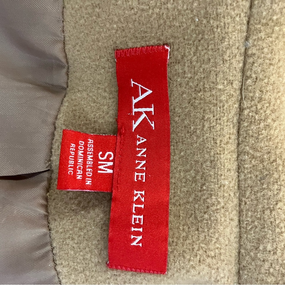 Anne Klein Wool Blend Double-Breasted Hooded Coat | Size Small | Camel Tan - Picture 3 of 9